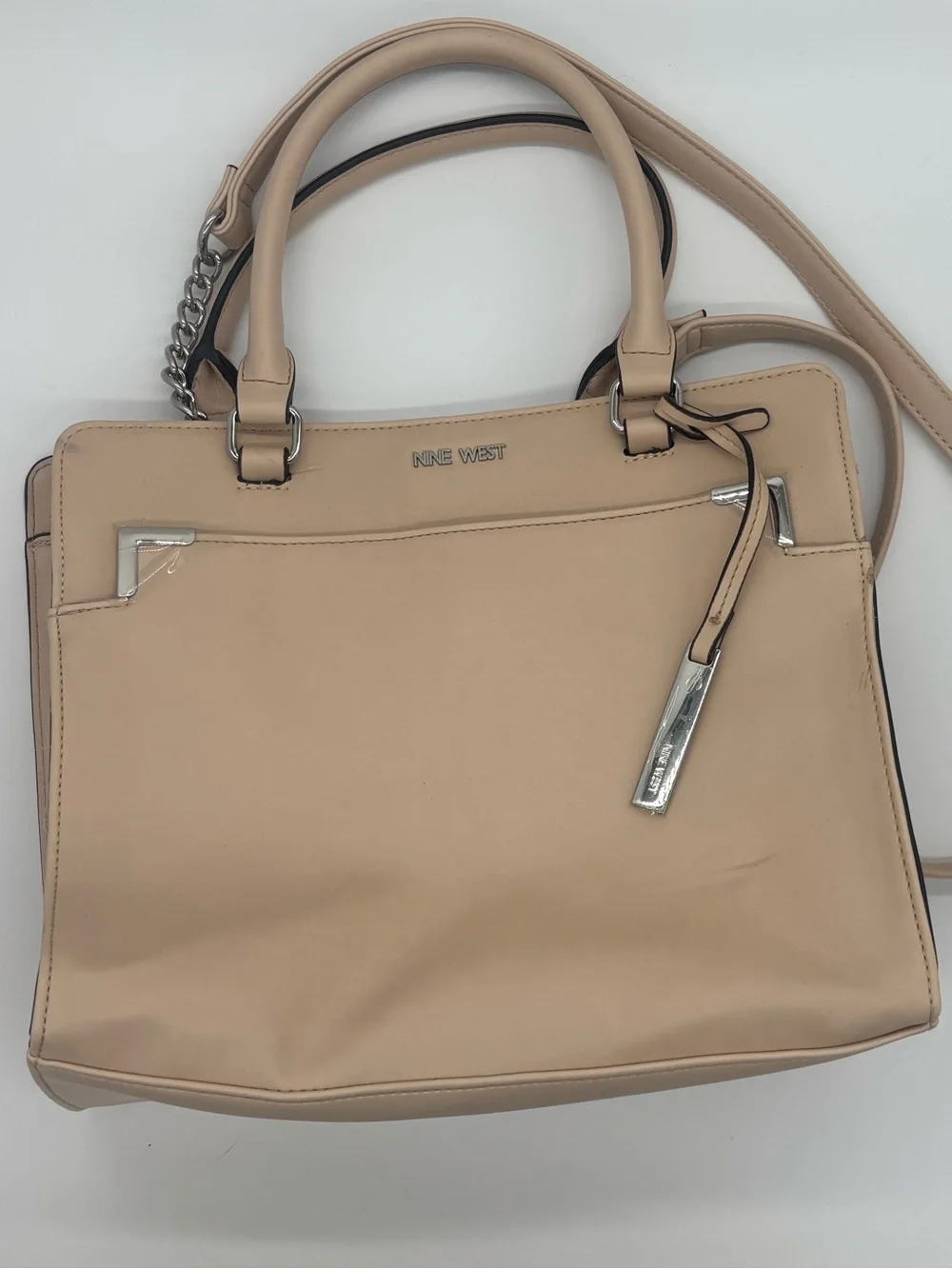 Nine West Taupe Satchel with Detachable Strap